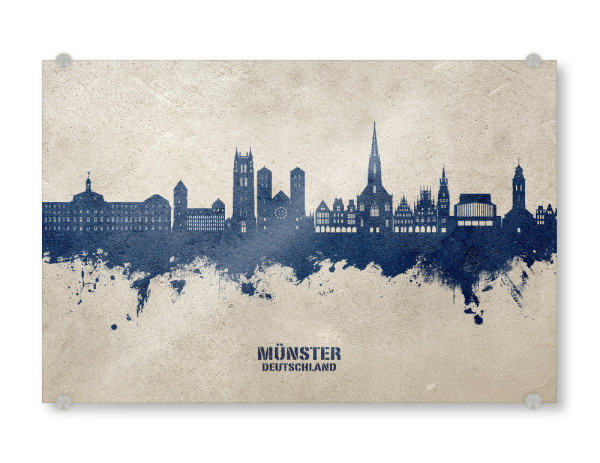 Acrylglasbild "Münster Germany Skyline PaintBlue" artboxONE - Städte