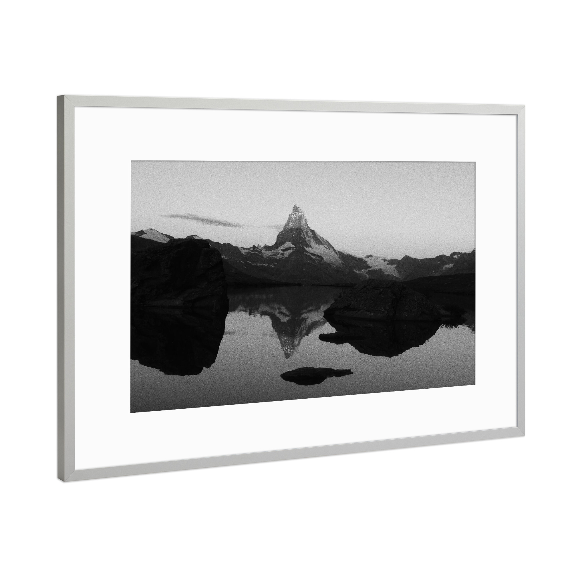 Poster mit Rahmen Silber "The Mighty Matterhorn" artboxONE - Natur,Reise,Schwarzweiß