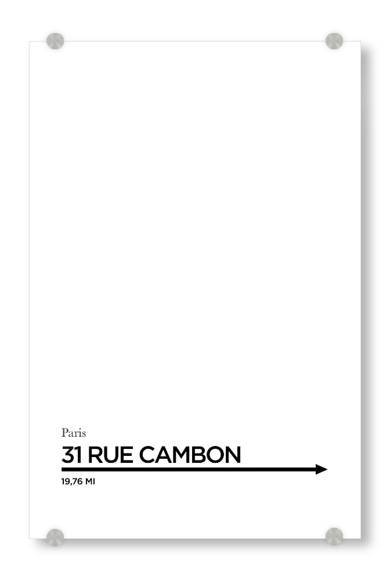 Acrylglasbild "RUE CAMBON" artboxONE - Typografie,Reise,Schwarzweiß,Fashion
