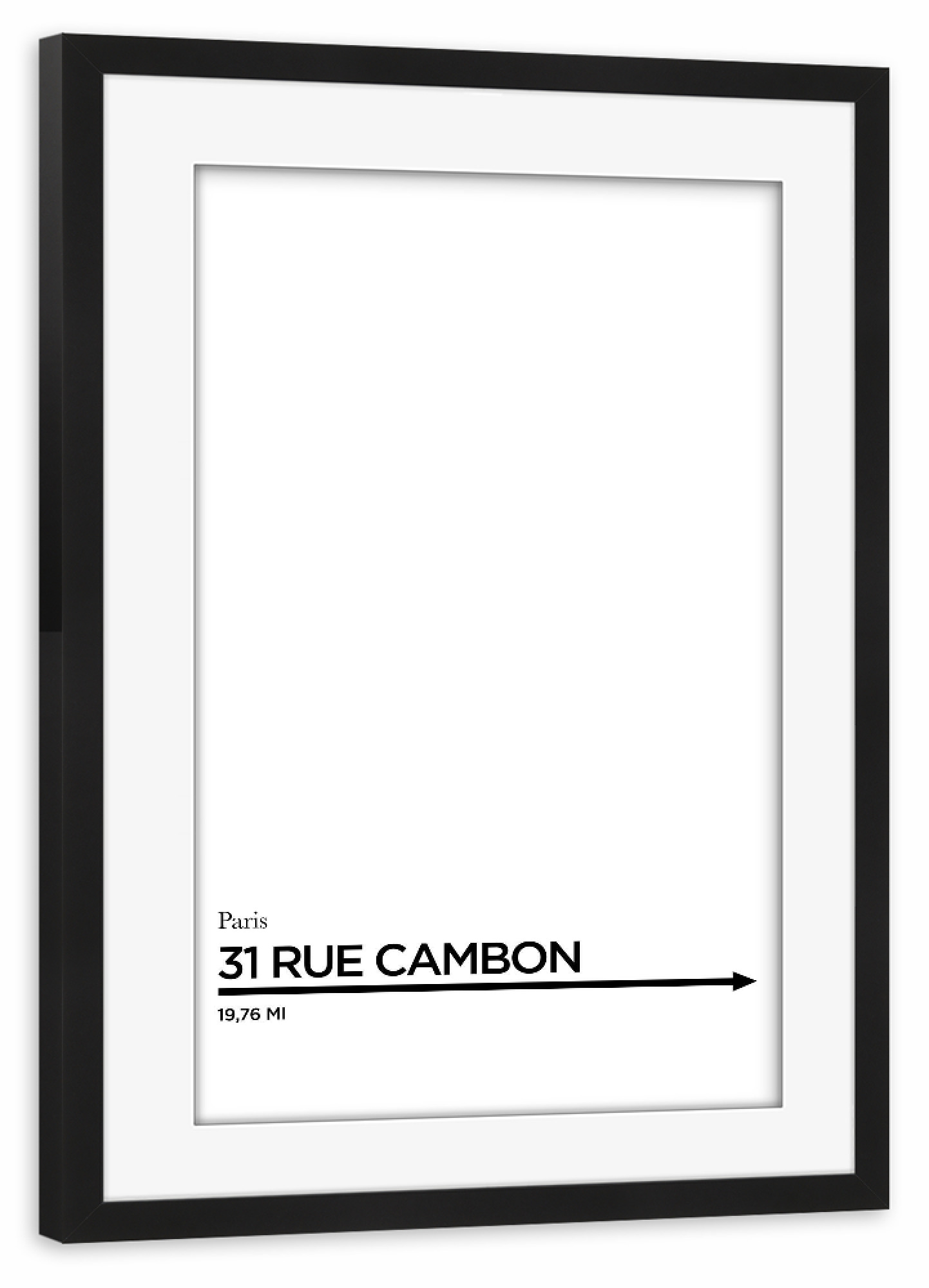 Poster mit Rahmen schwarz "RUE CAMBON" artboxONE - Typografie,Reise,Schwarzweiß,Fashion