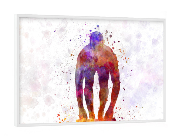 Poster mit weißem Rahmen "Swimmer in watercolor-b" artboxONE - Sport