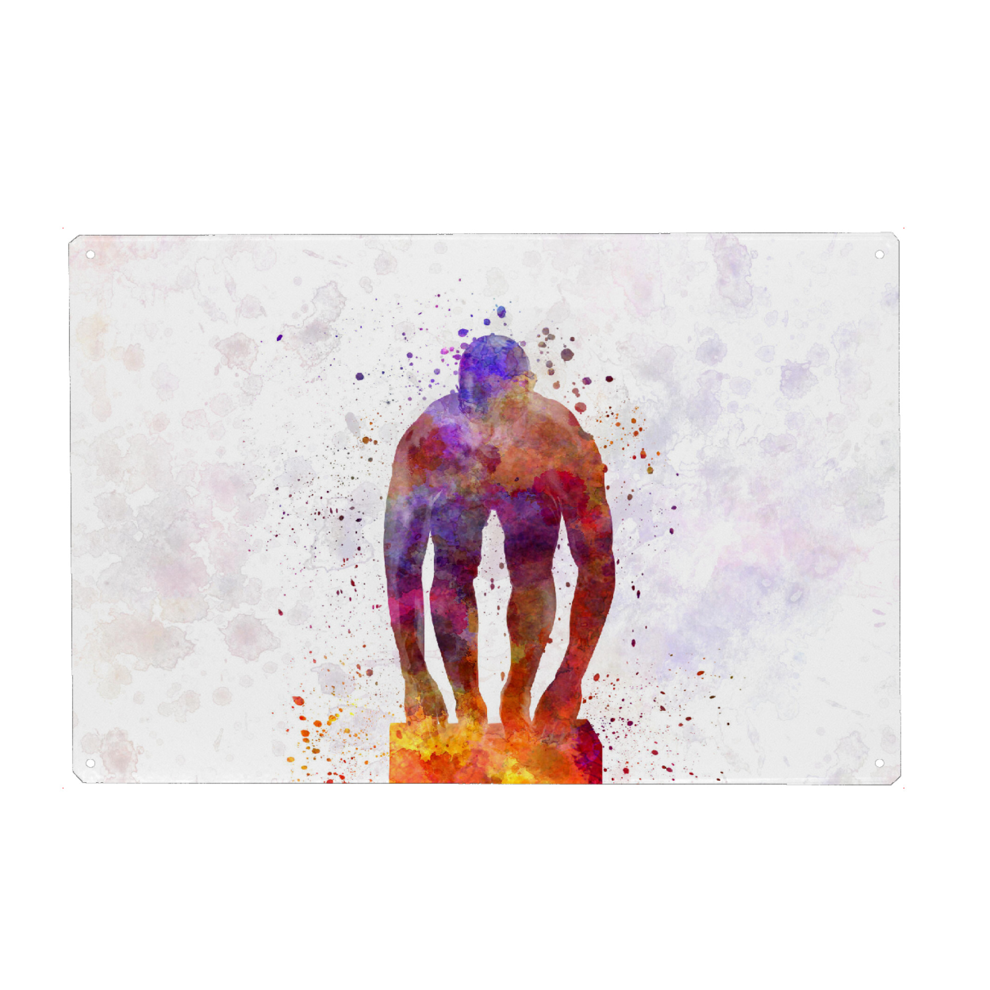 Metall Poster "Swimmer in watercolor-b" artboxONE - Sport - Watercolor,Sport,Sports,Colorful,Illustration,Swimmer,Swimming,Pool,Olympic,Trampoline