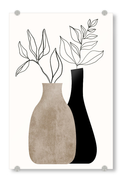 Acrylglasbild "Gris En Gris" artboxONE - Floral,Abstrakt - Vase,Blumen,Minimal,Minimalistisch,Pflanzen,Plants,Botanical,Botanisch,Abstract,Abstrakt