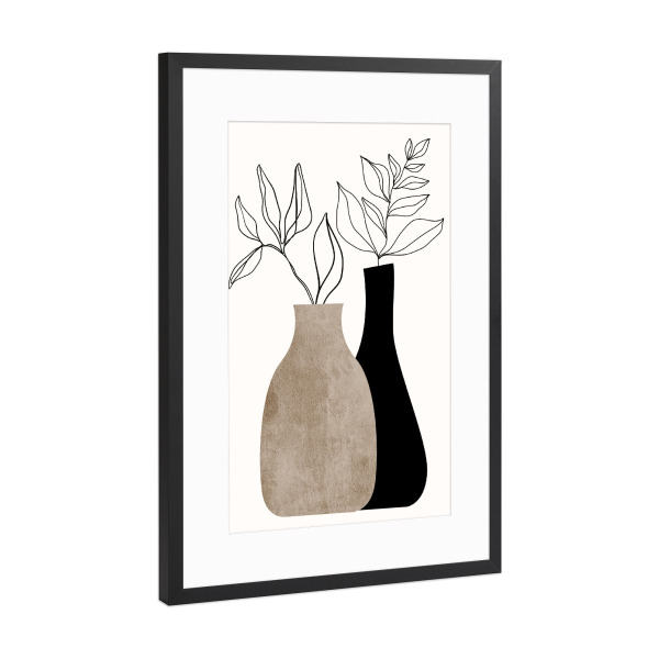 Poster mit Rahmen Schwarz (Metallic) "Gris En Gris" artboxONE - Floral,Abstrakt