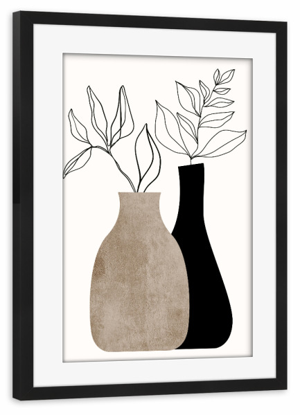 Poster mit Rahmen schwarz "Gris En Gris" artboxONE - Floral,Abstrakt