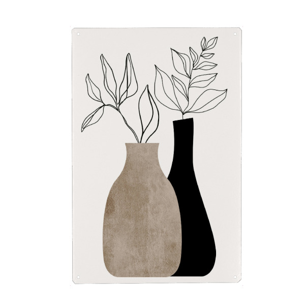Metall Poster "Gris En Gris" artboxONE - Floral,Abstrakt - Vase,Blumen,Minimal,Minimalistisch,Pflanzen,Plants,Botanical,Botanisch,Abstract,Abstrakt