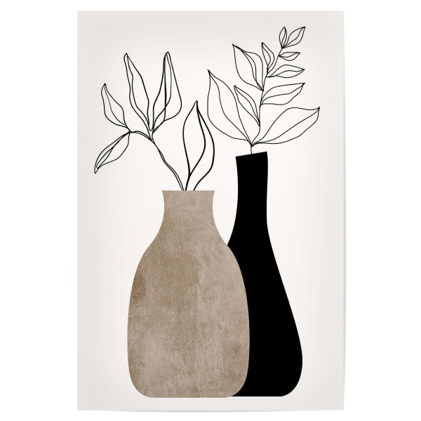 Poster "Gris En Gris" artboxONE - Floral,Abstrakt - Vase,Blumen,Minimal,Minimalistisch,Pflanzen,Plants,Botanical,Botanisch,Abstract,Abstrakt
