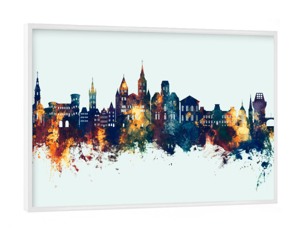 Poster mit weißem Rahmen "Trier Germany Skyline Winter" artboxONE - Städte