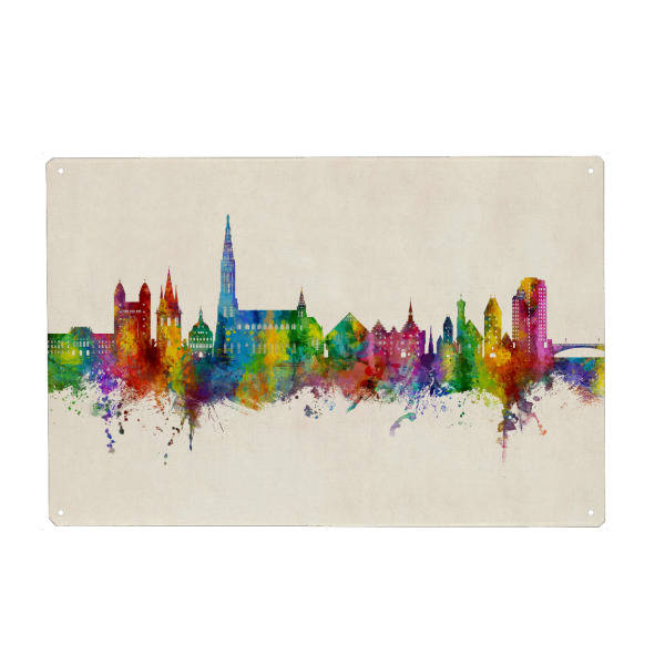 Holzbild "Ulm Germany Skyline Urban" artboxONE - Städte