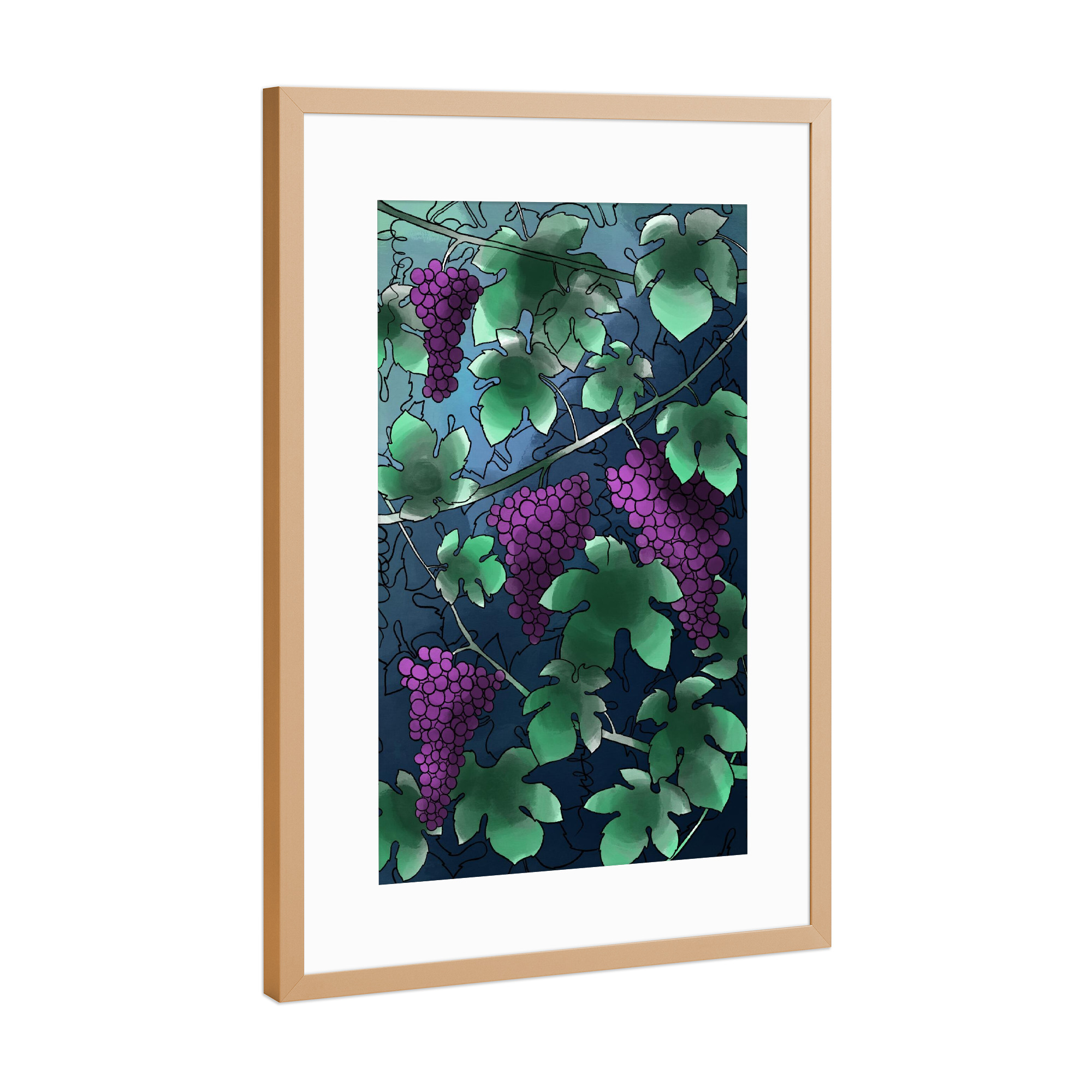 Poster mit Rahmen Kupfer "Lila Wein" artboxONE - Natur,Floral,Abstrakt - Weinreben,Wein,Abstrakt,Abstract,Plants,Pflanzen,Wine,Botanisch,Botanical
