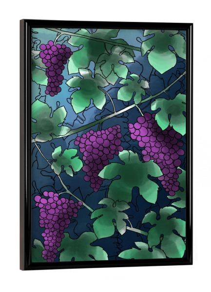 Poster mit schwarzem Rahmen "Lila Wein" artboxONE - Natur,Floral,Abstrakt - Weinreben,Wein,Abstrakt,Abstract,Plants,Pflanzen,Wine,Botanisch,Botanical