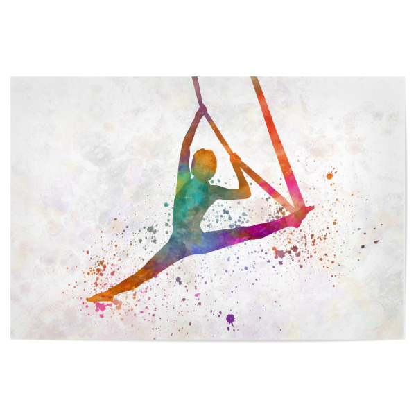 Poster "Aerial Yoga in Watercolor" artboxONE - Sport - Sport,Sports,Color,Illustration,Watercolor,Yoga,Relaxation,Zen,Bohemian,Aerial yoga
