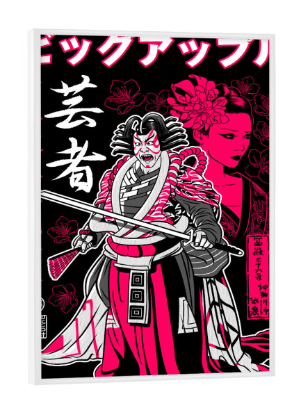 Poster mit weißem Rahmen "Kabuki with Japanese geisha" artboxONE - Comic,Menschen,Städte / Tokio,Männer