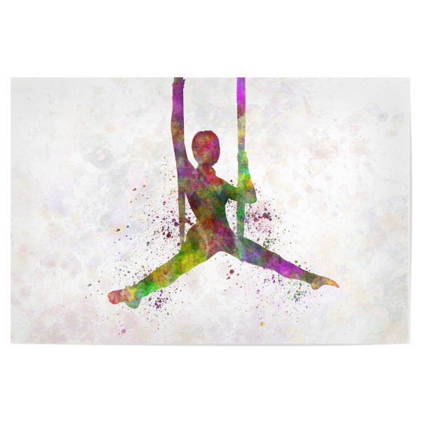 Poster 30x20 cm "Aerial Yoga in Watercolor-d" artboxONE - Sport - Sport,Sports,Color,Illustration,Watercolor,Yoga,Relaxation,Zen,Bohemian,Aerial yoga