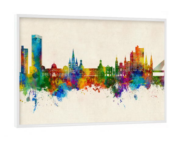 Poster mit weißem Rahmen "Bonn Germany Skyline Urban" artboxONE - Städte