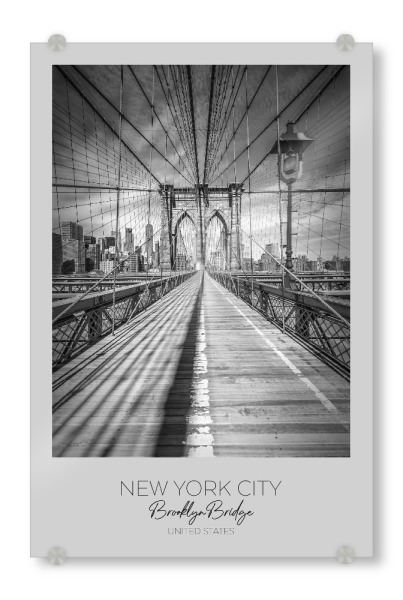 Acrylglasbild "Im Fokus: NYC Brooklyn Bridge" artboxONE - Städte / New York,Schwarzweiß,Architektur
