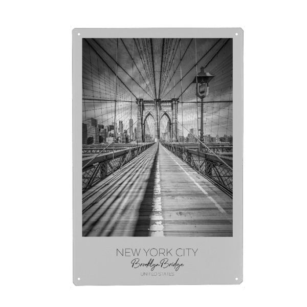 Holzbild "Im Fokus: NYC Brooklyn Bridge" artboxONE - Städte / New York,Schwarzweiß,Architektur