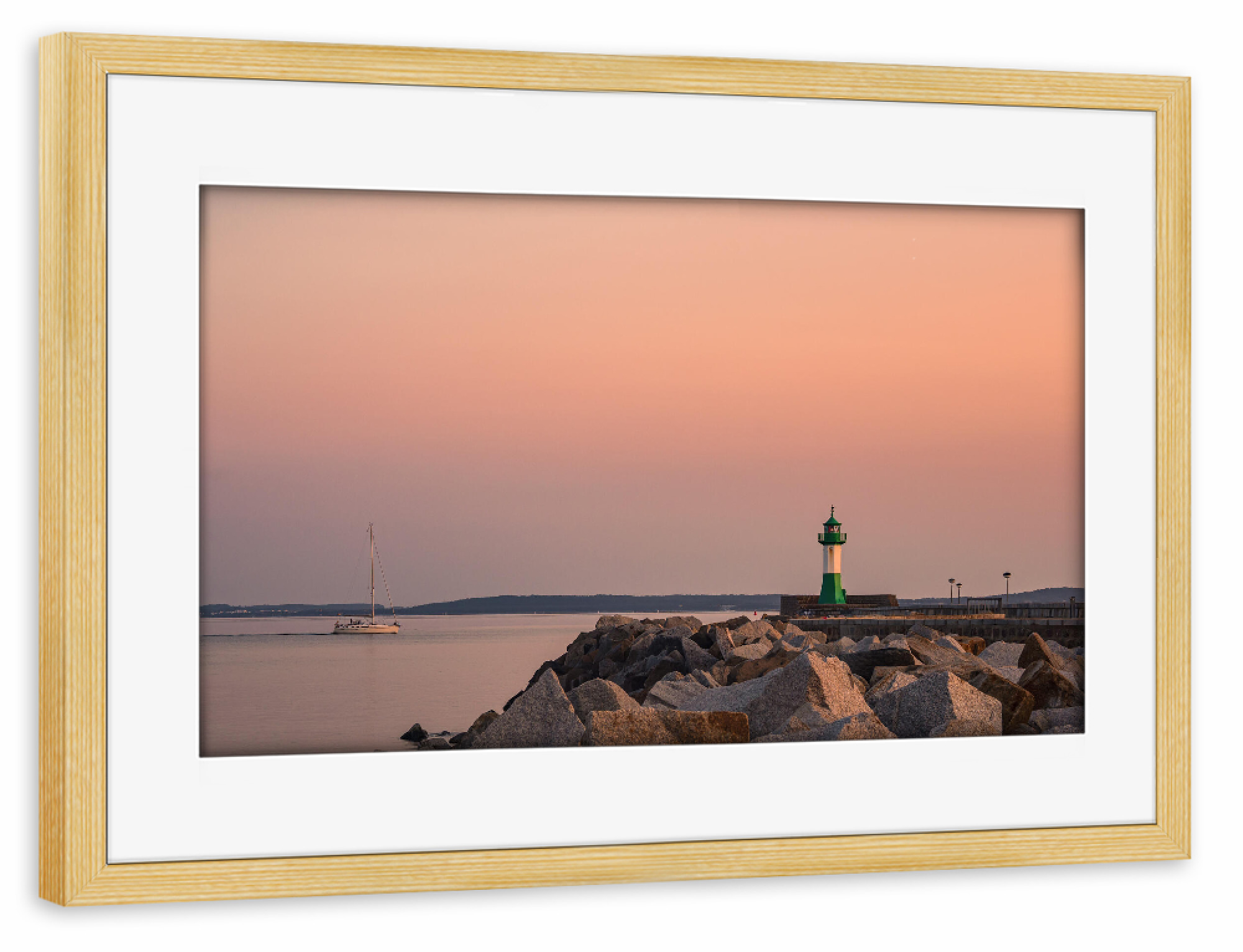 Poster mit Rahmen kiefer "Abends auf der Mole in Sassnitz" artboxONE - Natur,Reise,Architektur,Reise / Strand und Meer