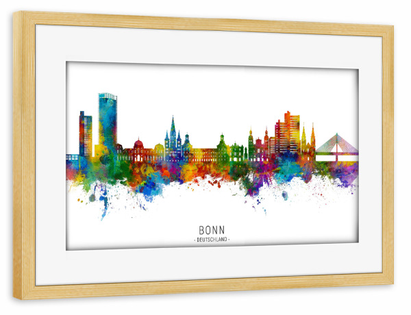 Poster mit Rahmen kiefer "Bonn Germany Skyline txt" artboxONE - Städte