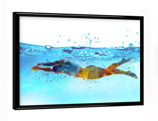 Poster mit schwarzem Rahmen "Swimmer in watercolor-v" artboxONE - Sport