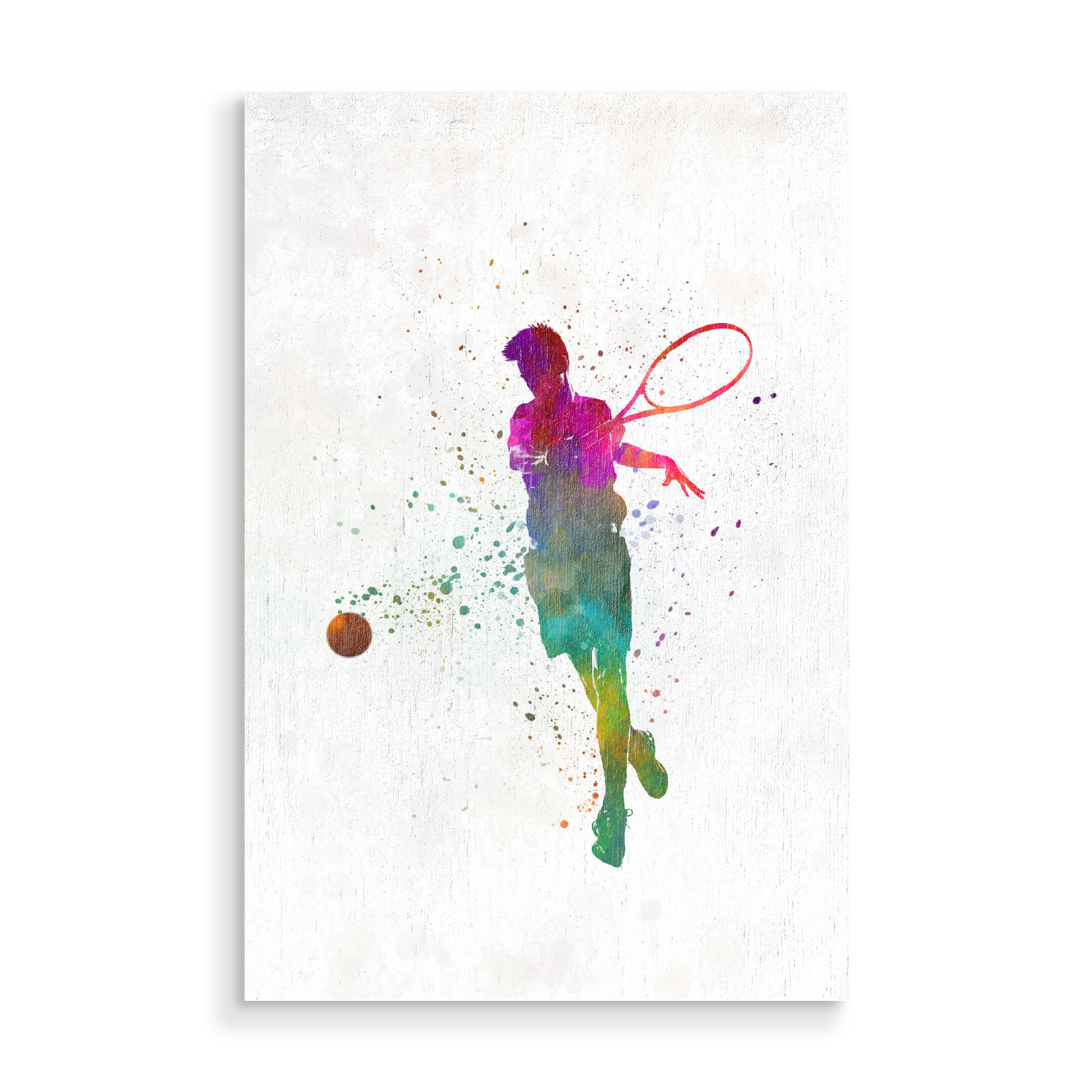 Holzbild "Tennis player in watercolor" artboxONE - Sport - Sport,Sports,Color,Illustration,Athlete,Sportsman,Tennis,Racket,Tournament,Tennis player