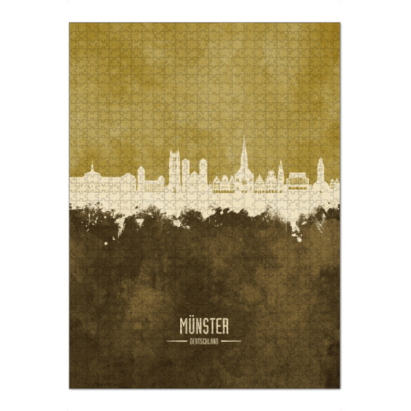 Puzzle Ravensburger "Münster Germany Skyline Brown" artboxONE - Städte