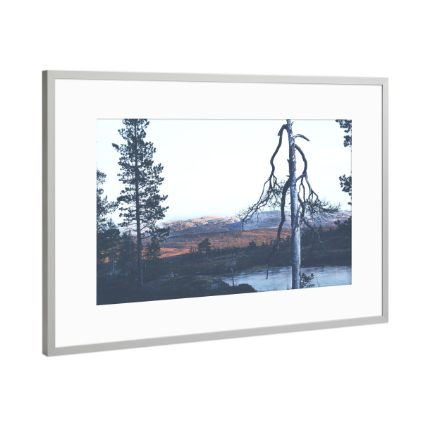 Poster mit Rahmen Silber "Bäume und Berge Landschaft" artboxONE - Natur,Reise,Reise / Länder