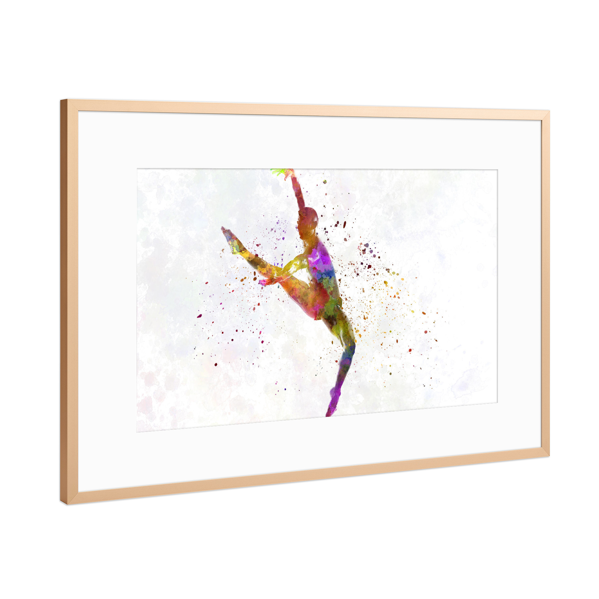 Poster mit Rahmen Kupfer "Contemporary dance watercolor" artboxONE - Sport - Sport,Sports,Watercolor,Ballet,Contemporary,Dance,Dancer,Dancing,Men