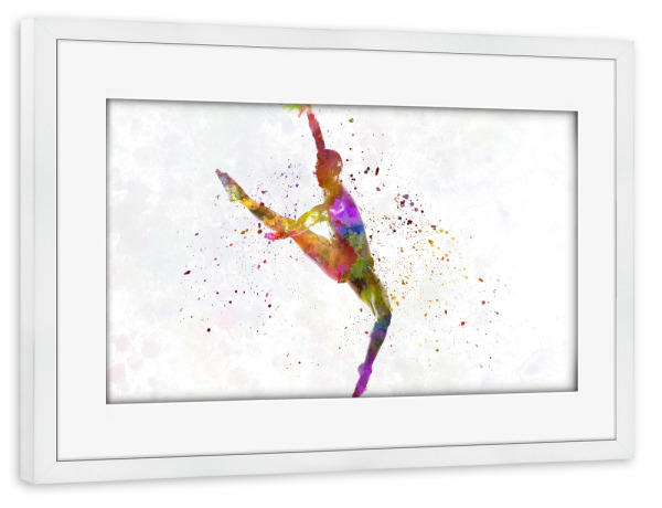 Poster mit Rahmen weiß "Contemporary dance watercolor" artboxONE - Sport - Sport,Sports,Watercolor,Ballet,Contemporary,Dance,Dancer,Dancing,Men