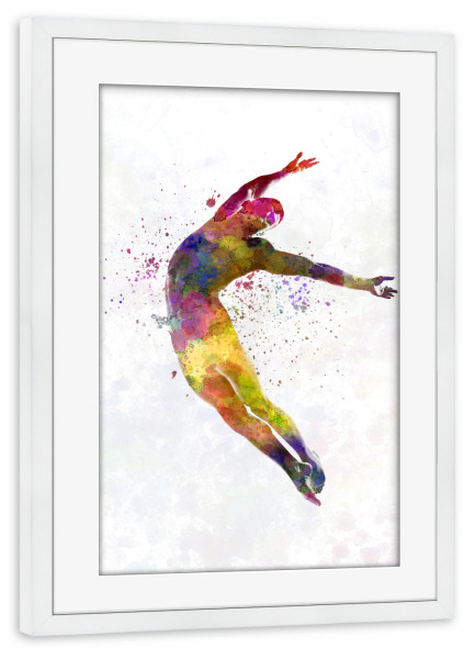 Poster mit Rahmen weiß "Contemporary dance watercolor-d" artboxONE - Sport