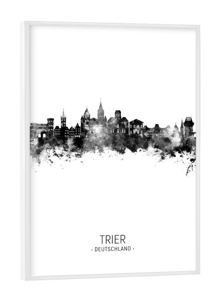 Poster mit weißem Rahmen "Trier Germany Skyline BW" artboxONE - Städte