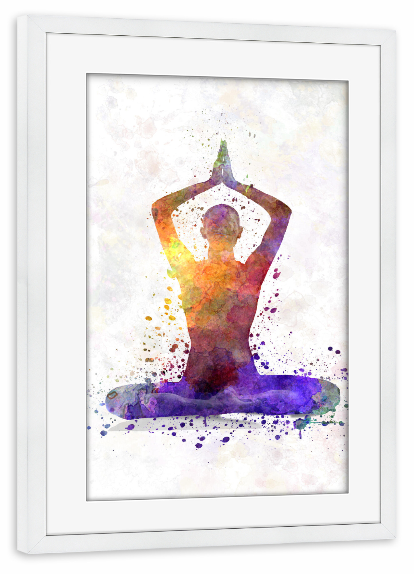 Poster mit Rahmen weiß "Watercolor yoga" artboxONE - Sport - Sport,Sports,Color,Illustration,Watercolor,Yoga,Relaxation,Zen,Bohemian