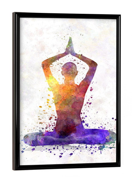 Poster mit schwarzem Rahmen "Watercolor yoga" artboxONE - Sport - Sport,Sports,Color,Illustration,Watercolor,Yoga,Relaxation,Zen,Bohemian