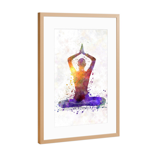Poster mit Rahmen Kupfer "Watercolor yoga" artboxONE - Sport - Sport,Sports,Color,Illustration,Watercolor,Yoga,Relaxation,Zen,Bohemian