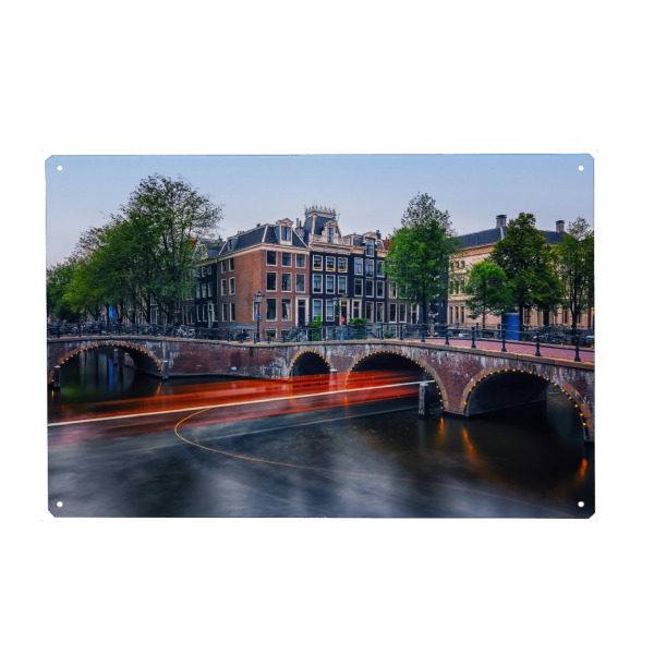 Metall Poster "Amsterdam at dusk" artboxONE - Städte,Reise,Architektur,Reise / Länder,Städte / Amsterdam