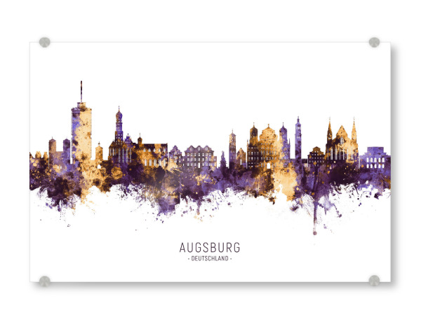Acrylglasbild "Augsburg Skyline PurpleGold" artboxONE - Städte