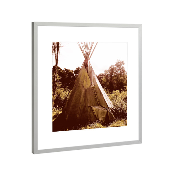 Poster mit Rahmen Silber "Indianerteepee" artboxONE - Reise