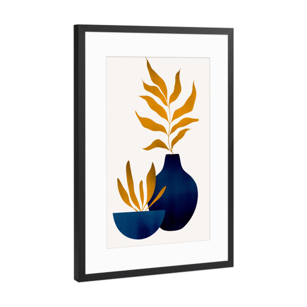 Poster mit Rahmen Schwarz (Metallic) "Autumn Flowers in a vase" artboxONE - Floral,Abstrakt