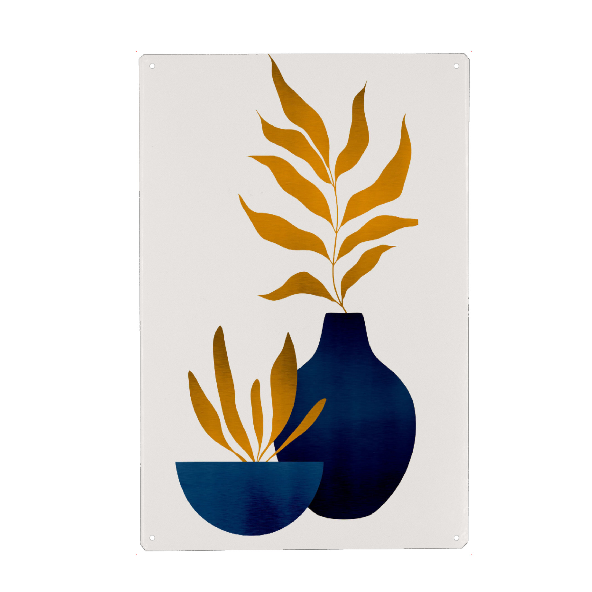 Holzbild "Autumn Flowers in a vase" artboxONE - Floral,Abstrakt - Vase,Blumen,Leaves,Blätter,Flowers,Minimal,Minimalistisch,Plants,Pflanzen