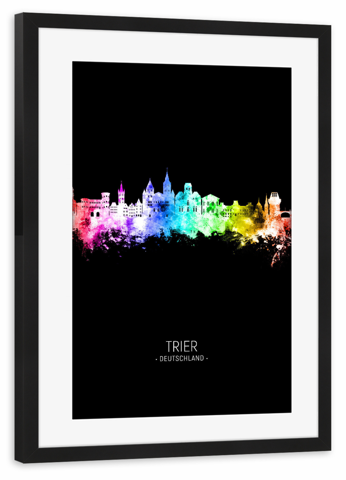Poster mit Rahmen schwarz "Trier Skyline Colour Black" artboxONE - Städte