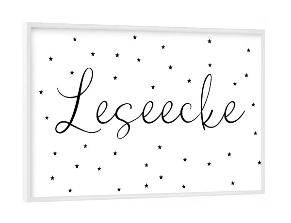 Poster mit weißem Rahmen "Leseecke - Schreibschrift" artboxONE - Typografie,Für Kinder,Lehrersprüche,Für Mama