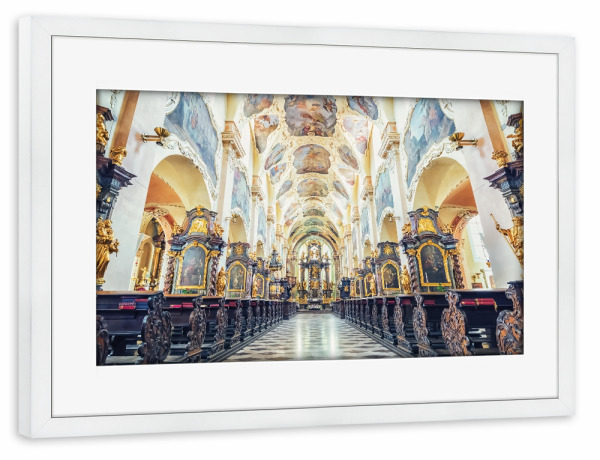 Poster mit Rahmen weiß "Church in Prague" artboxONE - Städte,Reise,Architektur,Reise / Länder,Städte / Prag