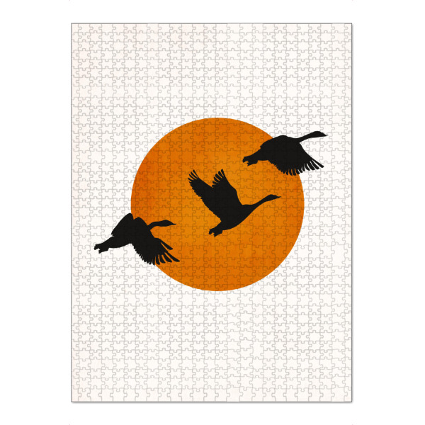 Puzzle Ravensburger "Coming Home" artboxONE - Natur,Tiere,Abstrakt - Gänse,Vögel,Sonne,Animals,Tiere,Birds,Abstract,Abstrakt,Sonnenuntergang,Natur