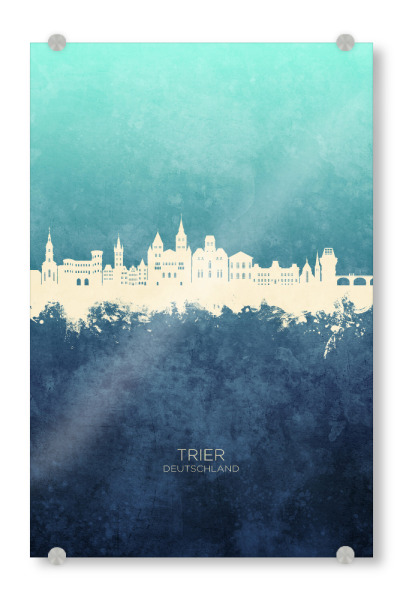 Acrylglasbild "Trier Germany Skyline NavyCyan" artboxONE - Städte