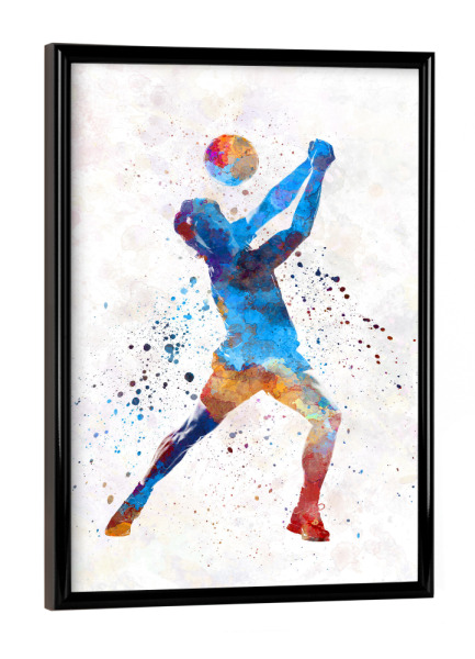 Poster mit schwarzem Rahmen "Watercolor volleyball player" artboxONE - Sport