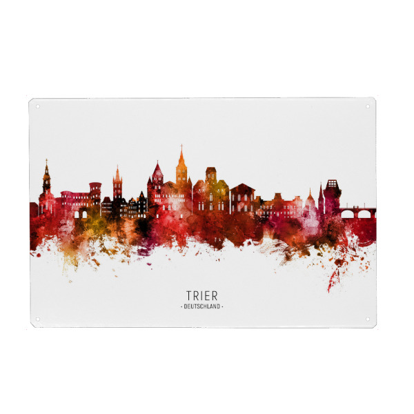 Metall Poster "Trier Germany Skyline Red Name" artboxONE - Städte