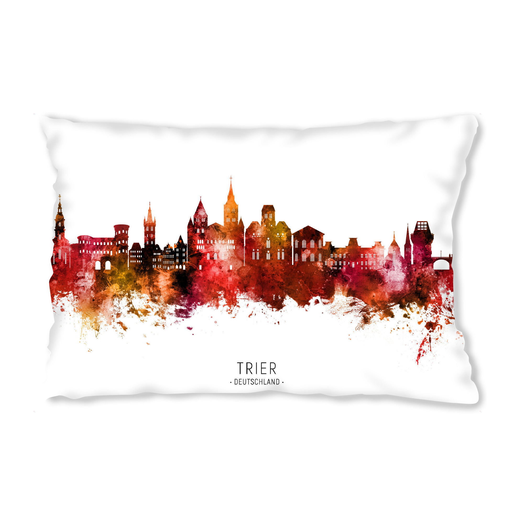 Design-Kissen "Trier Germany Skyline Red Name" artboxONE - Städte