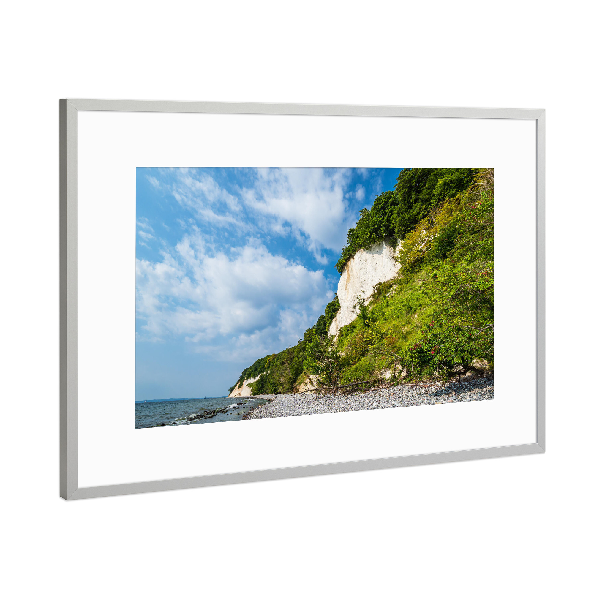 Poster mit Rahmen Silber "Rügen mit Kreidefelsen" artboxONE - Natur,Reise,Reise / Strand und Meer