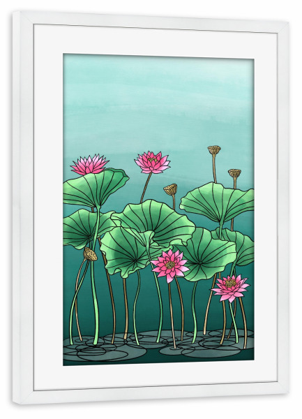 Poster mit Rahmen weiß "Lotus I" artboxONE - Natur,Floral,Abstrakt - Lotus,Blume,Rosa,Surreal,Flowers,Plants,Pflanzen,Natur,Nature
