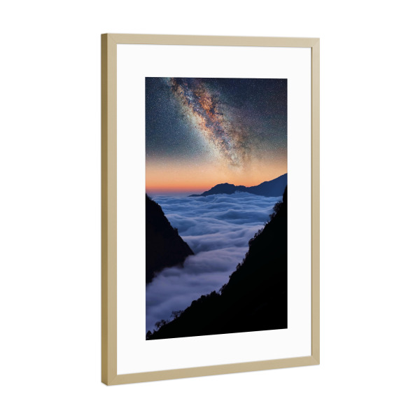 Poster mit Rahmen Gold "Himalayas Dusk" artboxONE - Natur,Reise,Reise / Asien,Reise / Länder